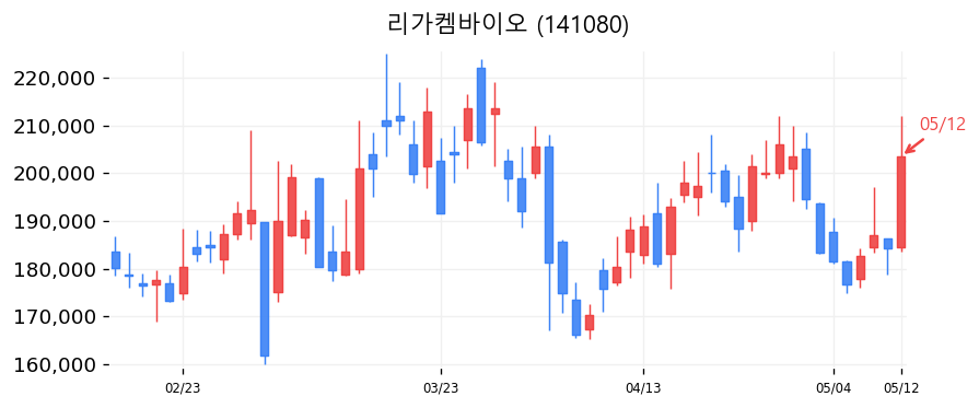 리가켐바이오 캔들차트
