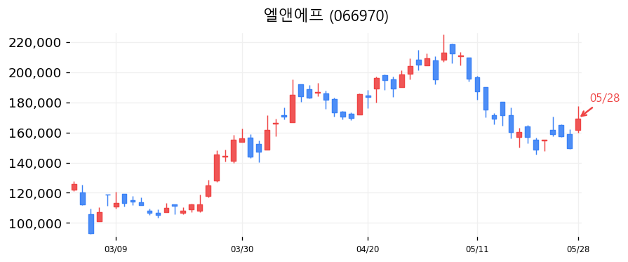 엘앤에프 캔들차트