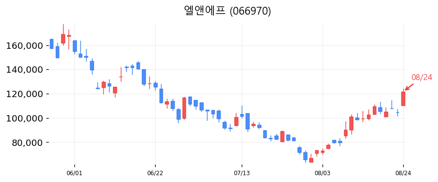 엘앤에프 캔들차트