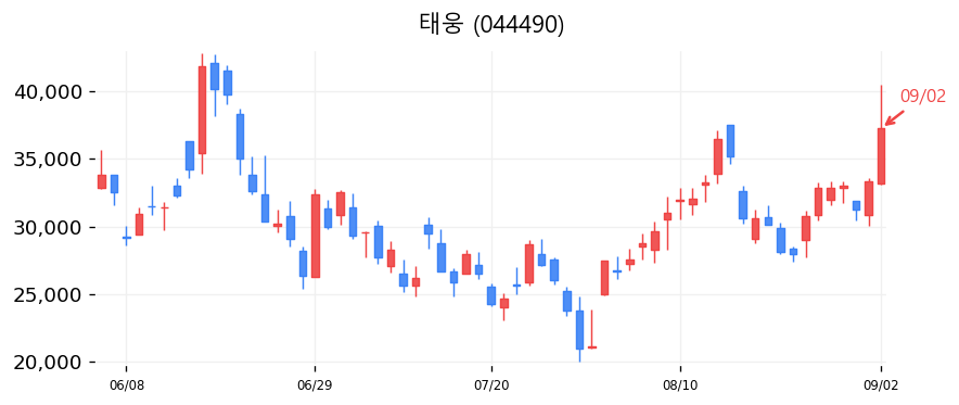 태웅 캔들차트
